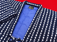 本場久留米絣木綿使用のこだわりの高級綿入りはんてん・モダン縞ブロック